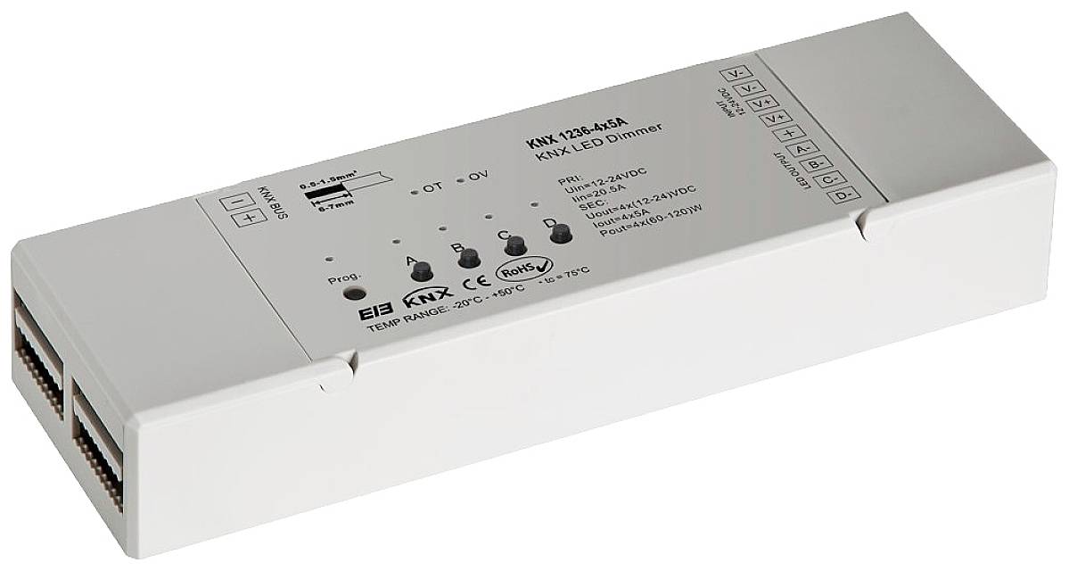 EVN Lichttechnik KNX-Dimmer Unicolor 4x5A 240-720W KNX1236-4x5A-0