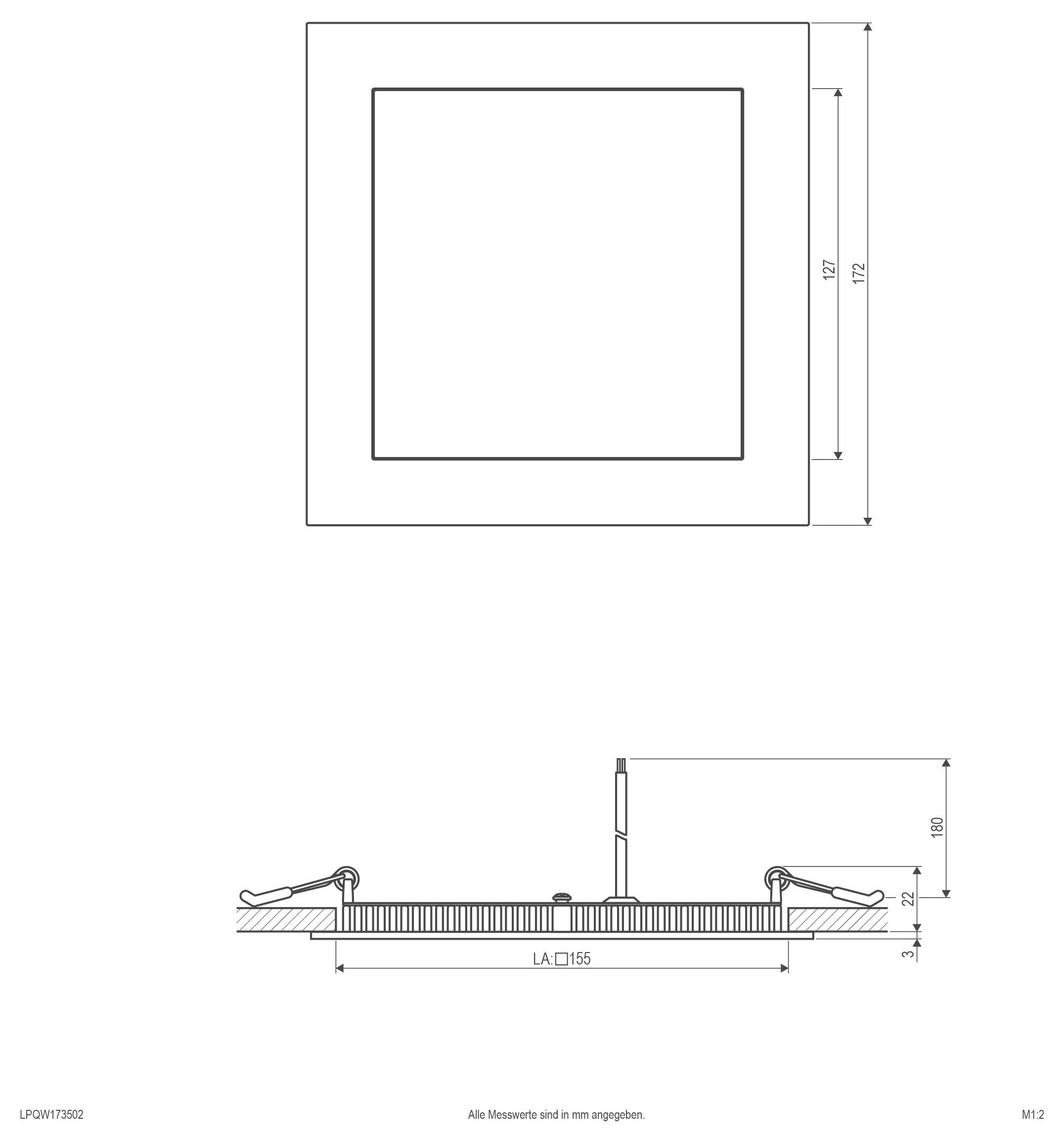 Technische Strichzeichnung eines DALI-Empfängermoduls mit Vorder- und Seitenansicht, mit den Abmessungen 170 x 28 mm und gekennzeichneten Anschlussanschlüssen/Spezifikationen.