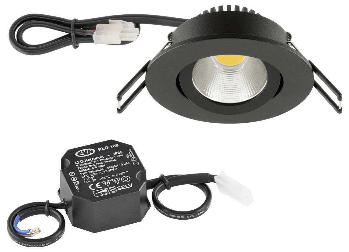 EVN PC20N60902 PC20N60902 LED-Einbauleuchte LED LED fest eingebaut 6 W Schwarz-1