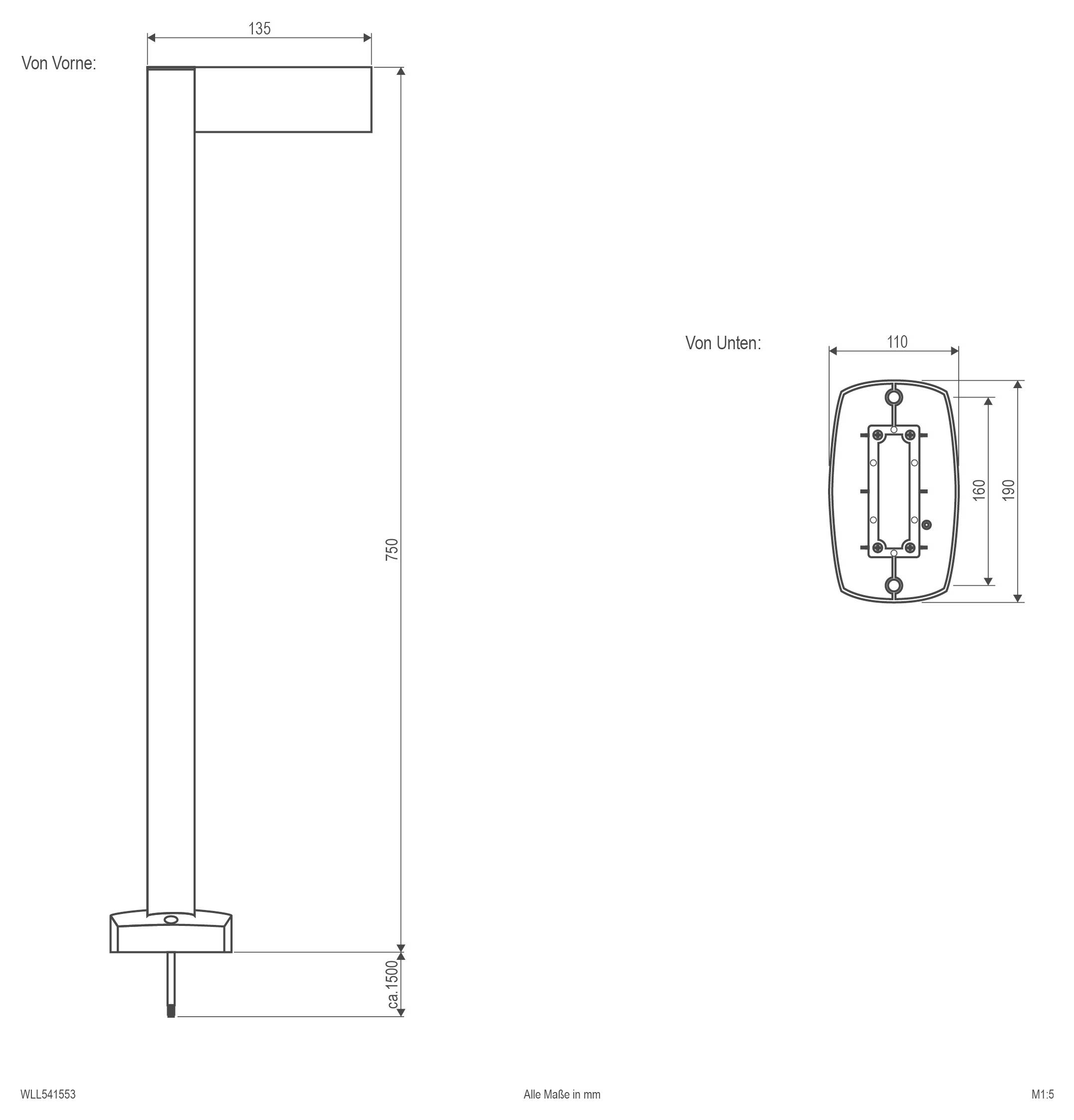 Eingebaute LED-Downlight mit separatem Treibermodul, dargestellt in einem Ausschnitt-Kreis.