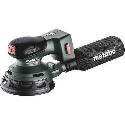 'Metabo' Exzenterschleifer in Grün und Schwarz mit ergonomischem Griff. Zeigt eine handgeführte Schleifmaschine für professionelle Anwendungen.