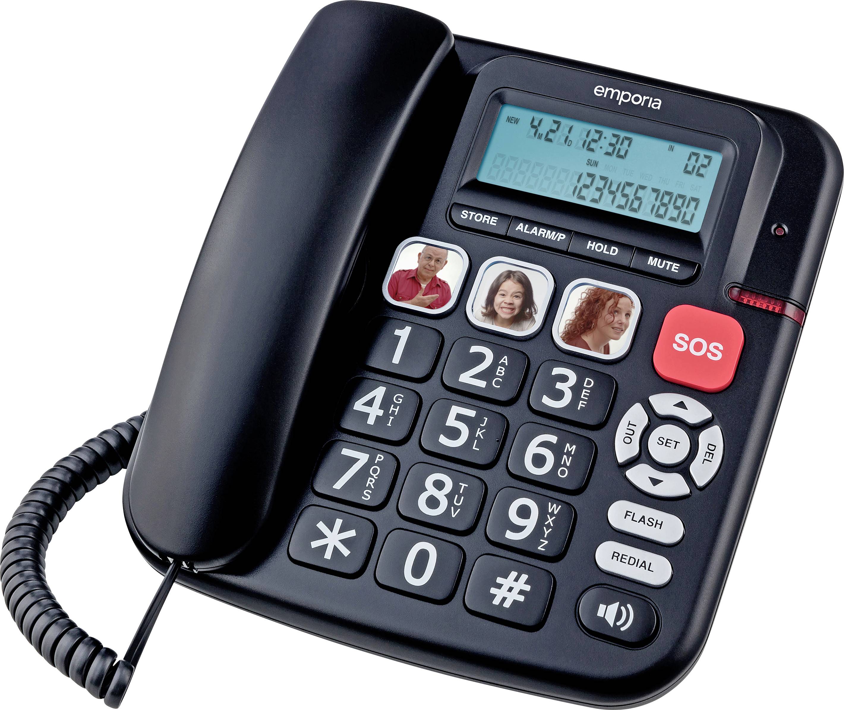 EMPORIA KFT20 Schnurgebundenes Seniorentelefon Freisprechen, für Hörgeräte kompatibel, Wahlwied