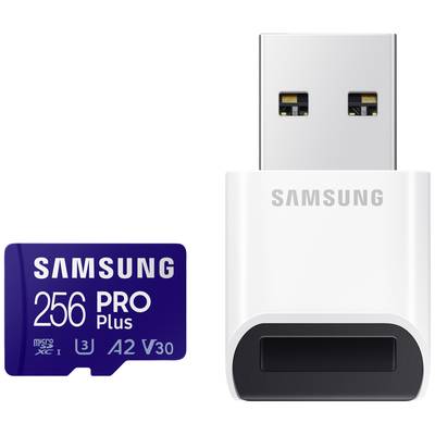 Samsung PRO Plus SDXC-Karte 256 GB Class 10, Class 10 UHS-I, UHS-I, v30 Video Speed Class 4K-Videounterstützung, A2-Leis