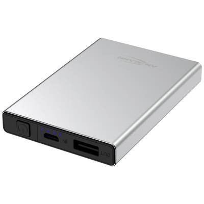 Ansmann 5000 mAh PB112 silber Powerbank 5000 mAh Smart IC LiPo Micro USB, USB 2.0 Silber Statusanzeige