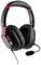Schwarzes Over-Ear-Headset mit Mikrofon, rote Details; geeignet für Gaming und Online-Kommunikation.