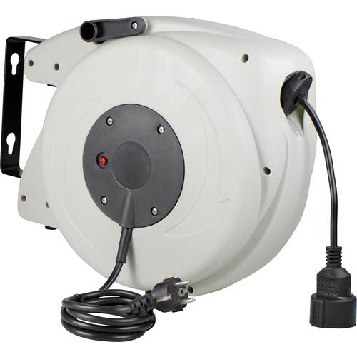 AS Schwabe 12645 Wandkabeltrommel 20 m Schwarz Schutzkontakt-Winkelstecker, Frankreich-Stecker