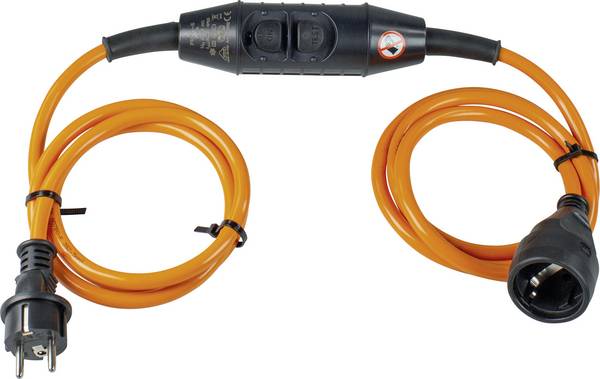 AS Schwabe 45458 Personenschutz-Verlängerungskabel Kunststoff PRCD-S 230 V Orange, Schwarz IP44