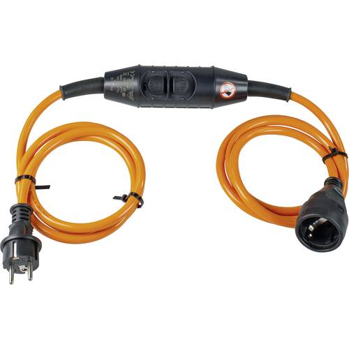 AS Schwabe 45458 Personenschutz-Verlängerungskabel Kunststoff PRCD-S 230 V Orange, Schwarz IP44
