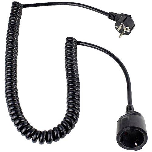 AS Schwabe 70425 Strom Verlängerungskabel Schwarz 4 m H05VV-F 3G 1,5 mm² Spiralkabel