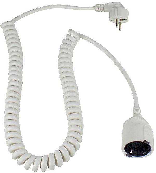 AS Schwabe 70426 Strom Verlängerungskabel   Weiß 4 m H05VV-F 3G 1,5 mm² Spiralkabel