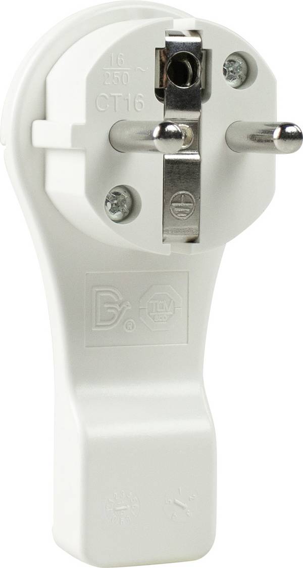 AS Schwabe 45030 Schutzkontakt-Flachstecker Kunststoff mit Aussteckhilfe 230 V Weiß IP20