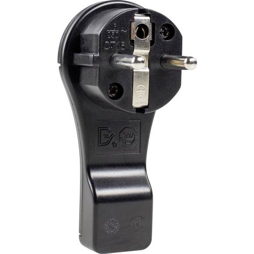 AS Schwabe 45039 Schutzkontakt-Flachstecker Kunststoff mit Aussteckhilfe 230 V Schwarz IP20