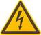 Gelbes Warnschild mit schwarzem Blitzsymbol, das auf elektrische Gefahr hinweist.