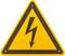 Dreieckiges Warnschild in Gelb mit schwarzem Blitzsymbol, das vor elektrischer Gefahr warnt.