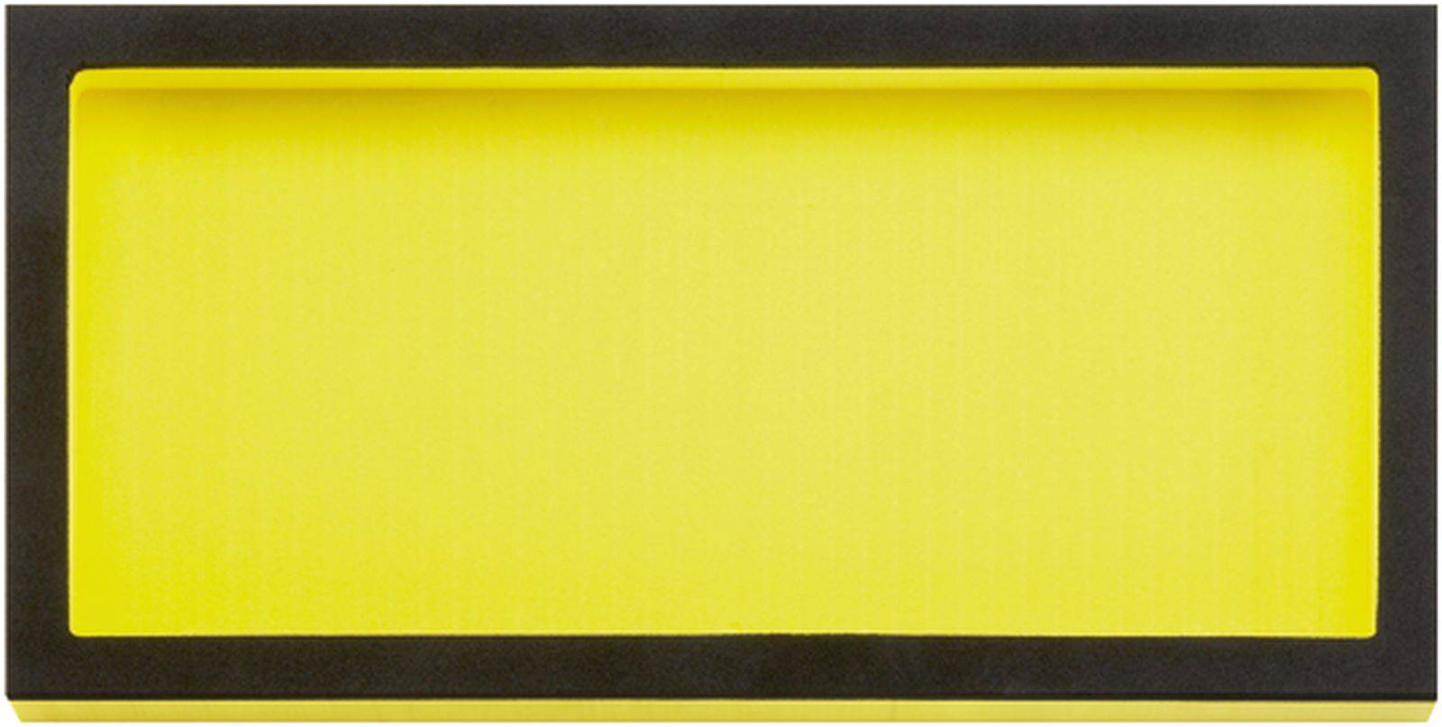 'Rechteckiger gelber Farbfeld mit schwarzem Rahmen.'