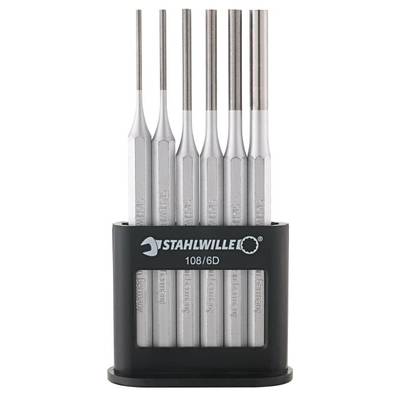 Sechsteiliges Set Stift-Austreiber aus Metall von STAHLWILLE, in schwarzem Ständer.