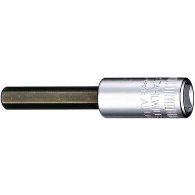 Ein silberner Steckschlüssel mit einem sechskantigen Schaft. Aufschrift: 'STAHLWILLE' und 'CHROME ALLOY'. Hauptsächlich zur Schraubendreherarbeit verwendet.