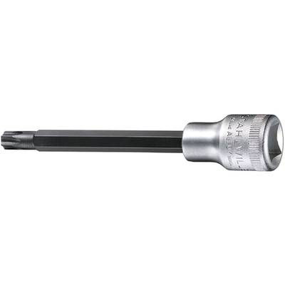 Torx-Bit mit Steckschlüssel, zeigt eine sechszackige Sternform für spezielle Befestigungen; silbernes und schwarzes Metall.
