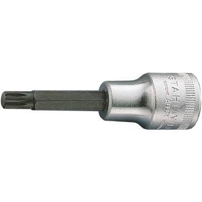 Bitaufsatz für Schraubwerkzeuge, mit Torx-Profil. Nach rechts zeigend, aus Metall gefertigt, häufig für Heimwerkerarbeiten verwendet.