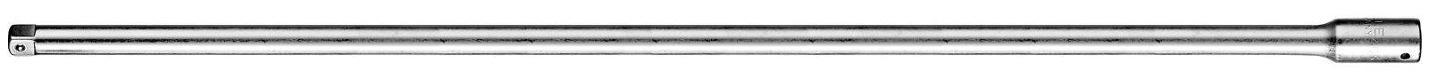 Ein silberfarbener, langer, zylindrischer Metallstab vor weißem Hintergrund.