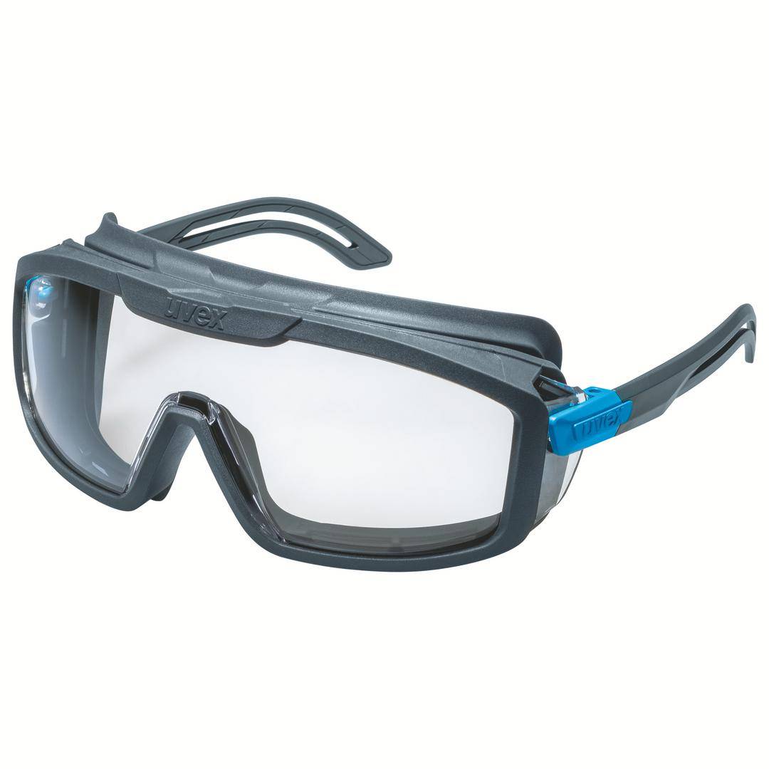 uvex Bügelbrille i-guard, Scheibentönung: klar Schutzbrille, Rahmenfarbe: anthrazit/blau, Material: