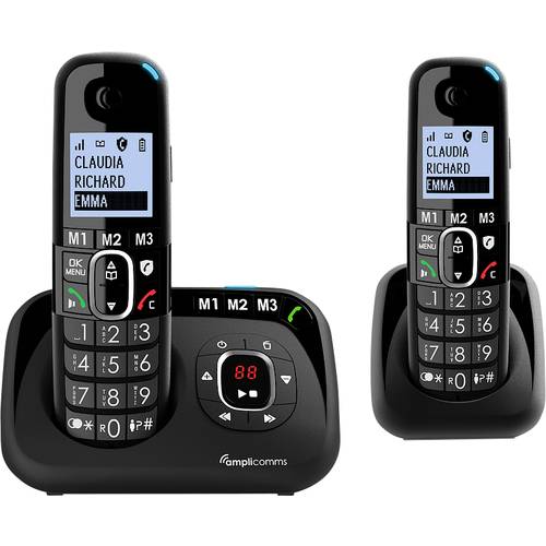 Amplicomms BigTel 1582 DECT-Mobilteil Freisprechen, für Hörgeräte kompatibel, Wahlwiederholung, Anrufbeantworter LED-Dis...