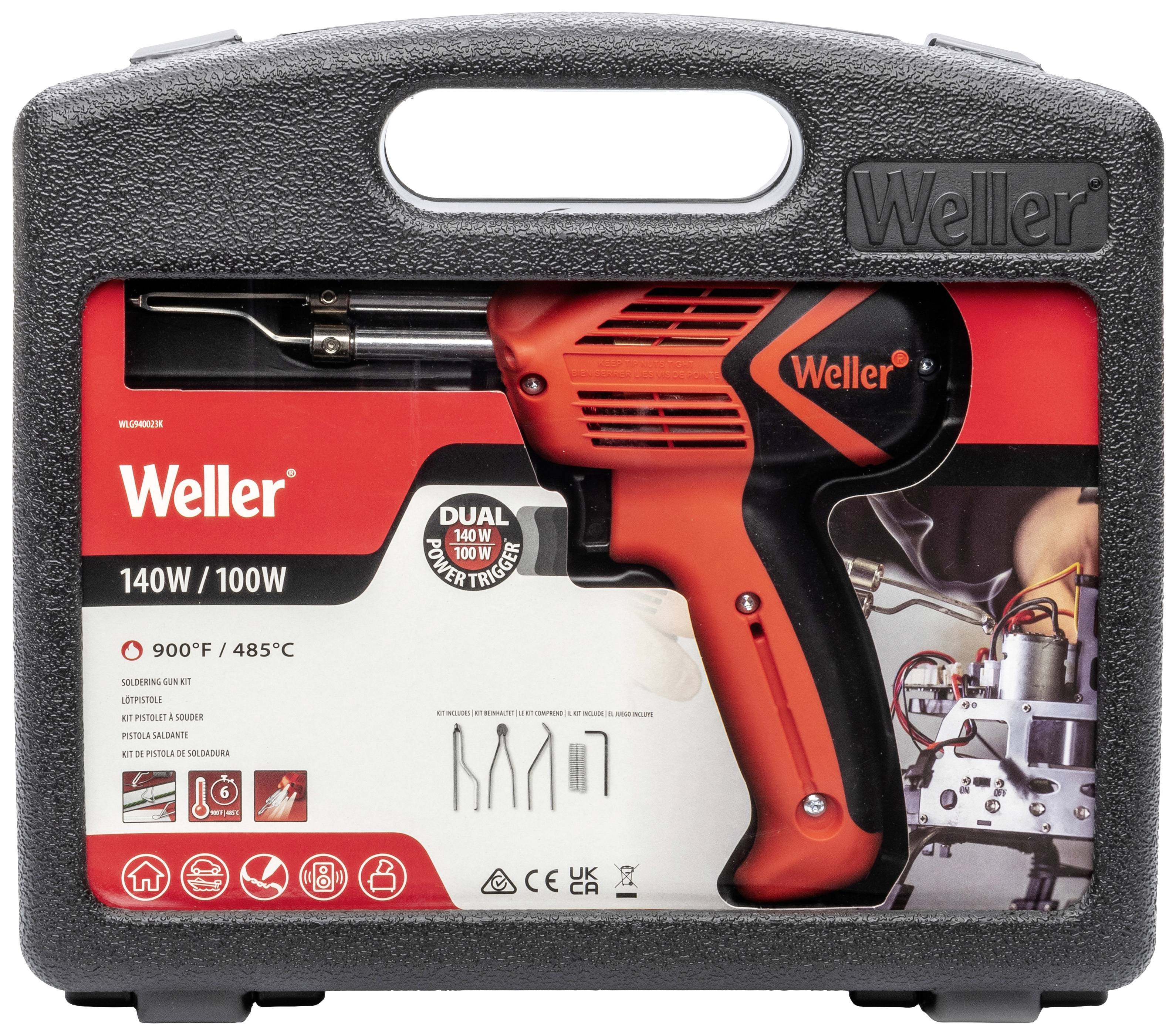 'Lötkolben-Set von Weller, 140W/100W, mit Zubehör in einem robusten tragbaren Koffer. Geeignet für Lötarbeiten bei 900°F/485°C.'