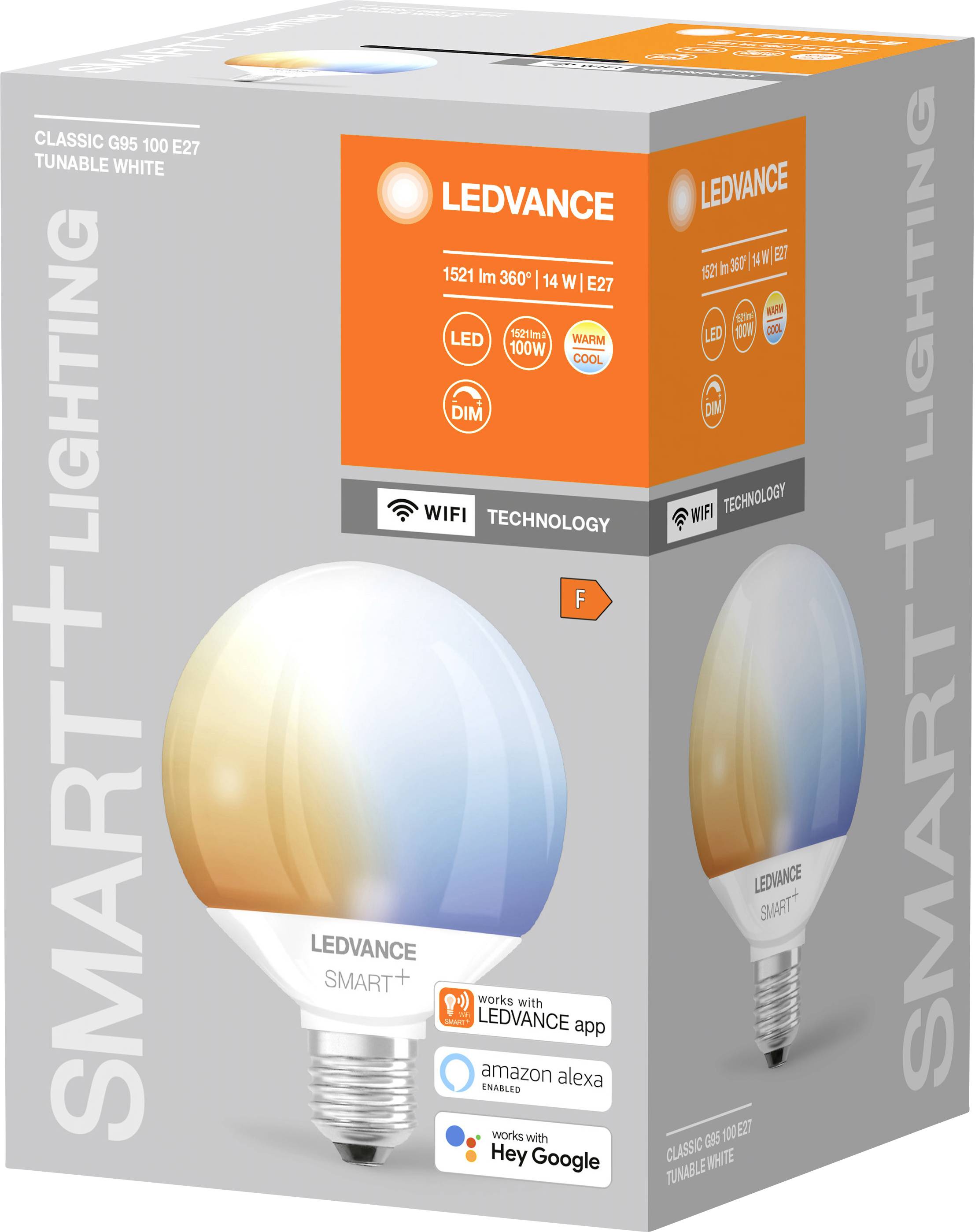 Ledvance LED-Globelampe E27 WiFi, 2700-6500K SMART #4058075609594 220 V, 112 mA, 14 W, 1521 lm-1