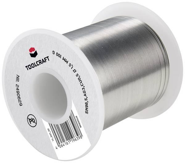 TOOLCRAFT  Lötzinn, bleifrei Spule Sn96,5Ag3Cu0,5 ROL1 100 g 1.5 mm