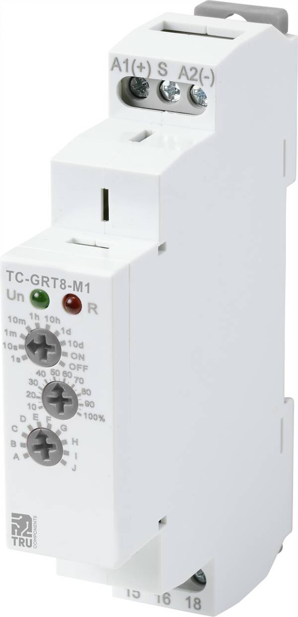 TRU COMPONENTS TC-9963308 Zeitrelais Multifunktional 12 V/AC, 240 V/AC 1 St. Zeitbereich: 0.1 s - 10 Tage 1 Wechsler