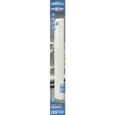 LED-Schrankleuchte von Ansmann mit Bewegungssensor, Modell 'Cabinet Light L'. Zeigt Symbole für Funktionen und Energieeffizienz A+.