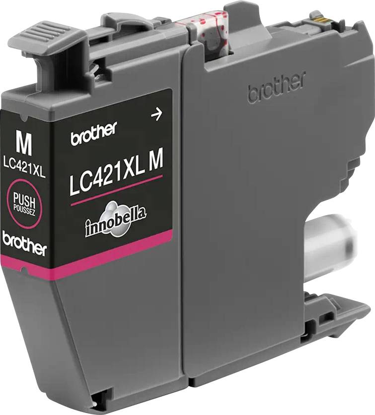 Druckerpatrone von Brother, Modell LC421XLM, in Schwarz und Magenta, für die Verwendung in Tintenstrahldruckern.