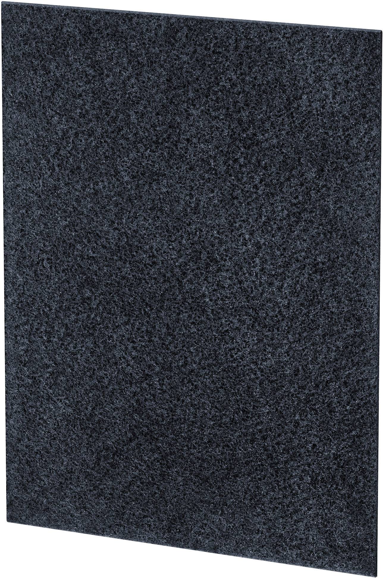 Schwarzes, rechteckiges Material mit strukturierter Oberfläche in perspektivischer Ansicht.