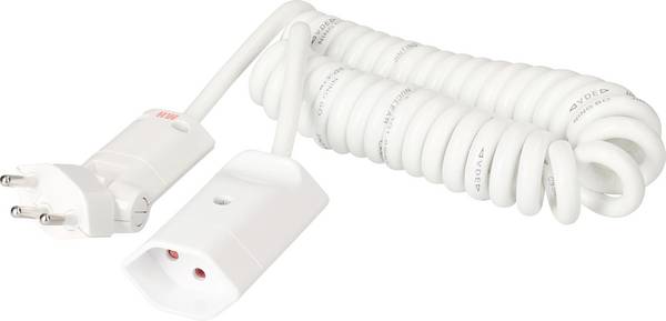 Max Hauri 162576 Strom Verlängerungskabel   Weiß 2.5 m H05VV-F 3G 1,0 mm² Spiralkabel