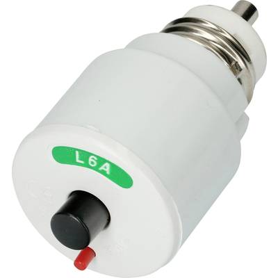 Sicherungsautomat mit schwarzem Druckknopf, grün markiert mit '6A'. Wird zur Sicherung elektrischer Stromkreise verwendet.