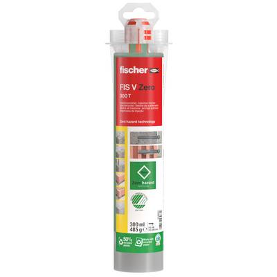 Eine Fischer FIS V Zero 300T Kartusche, gekennzeichnet mit Zero-Hazard-Technologie, mit einem grünen Zero-Hazard-Symbol und einer Kapazität von 300 ml/485 g.