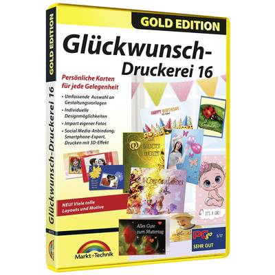 Markt & Technik Glückwunsch Druckerei 16 Gold Edition Vollversion, 1 Lizenz Windows Vorlagenpaket