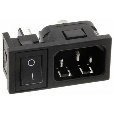 Eine schwarze rechteckige Steckdose mit Metallstiften, beschriftet mit „NUR 250V SICHERUNG VERWENDEN", entwickelt für elektrische Verbindungen.