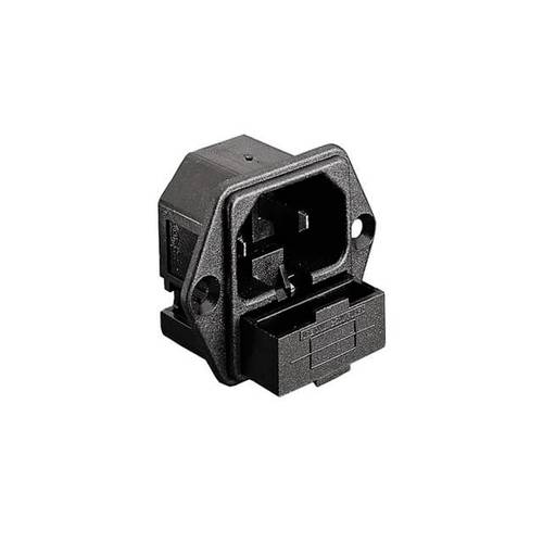Kaltgeräteeinbaustecker C18 für Flanschmontage mit Sicherungsschublade PF0006/63