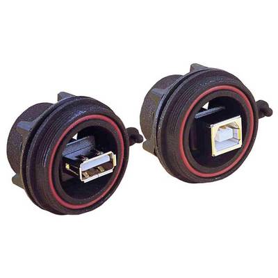 Zwei Sätze schwarze und goldene Stiftleisten für Stecker mit je vier Pins und rechtwinkliger Ausführung, verwendet für elektrische Verbindungen auf Leiterplatten.