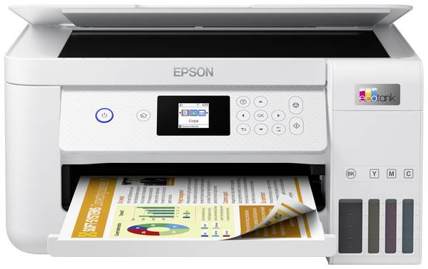 Epson EcoTank ET-2856 Multifunktionsdrucker Tintenstrahl Farbe  A4 Drucker, Scanner, Kopierer Duplex, Tintentank-System, USB, WLAN