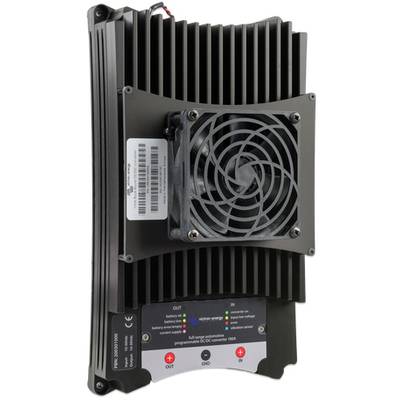 Schwarzer Lüfter mit Kühlrippen und zwei Anschlüssen, verwendet zur Temperaturregelung in elektronischen Geräten.