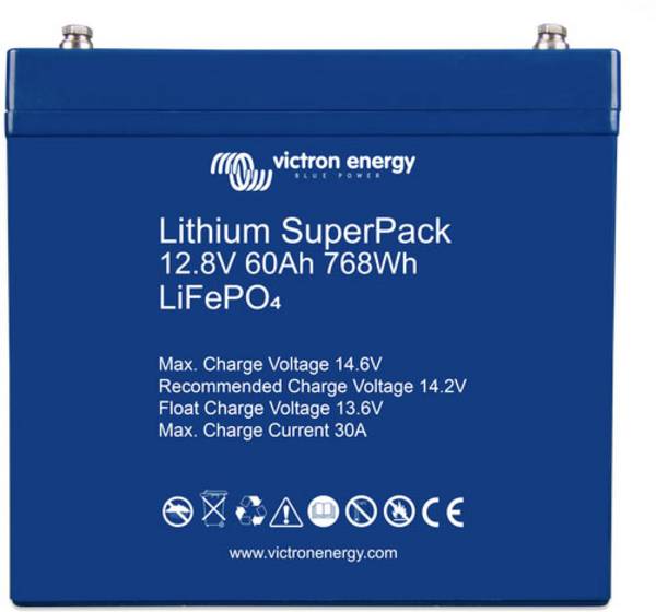 Victron Energy SuperPack BAT512060705 Solarakku 12.8 V 60 Ah LiFePO 4 (B x H x T) 22.9 x 21.3 x 13.8 cm M6-Schraubanschluss