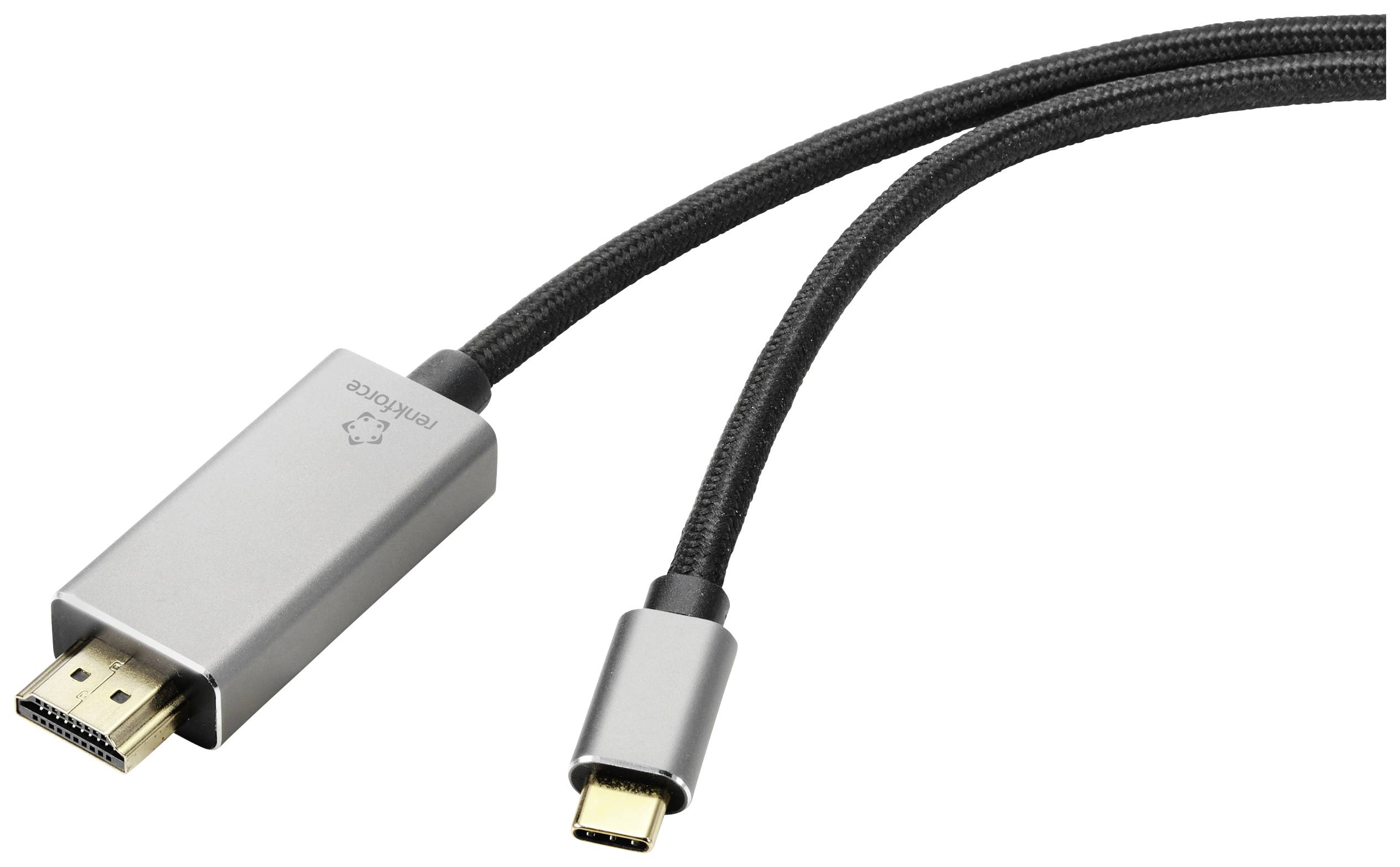 CONRAD Renkforce RF-4995148 USB-C® / HDMI Adapterkabel [1x USB-C® Stecker - 1x HDMI-Stecker] Schwarz