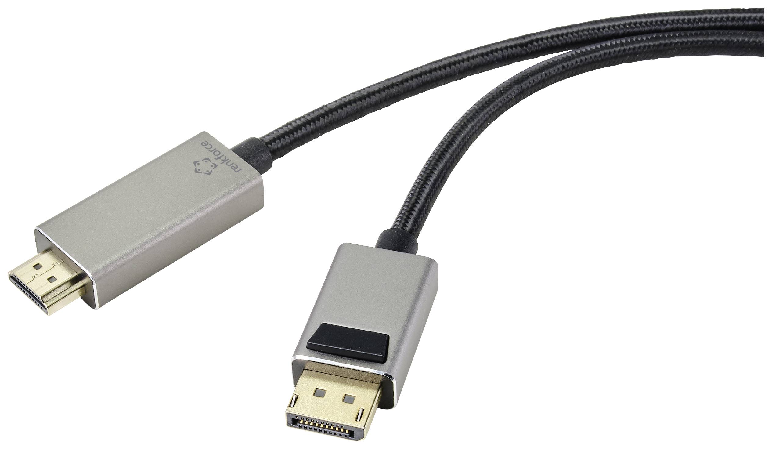 Adaptateur DisplayPort, HDMI Renkforce RF-4222524 [1x DisplayPort mâle - 1x  HDMI femelle] 10.00 cm noir contacts dorés – Conrad Electronic Suisse