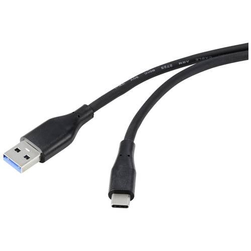 Renkforce USB-Kabel USB 3.2 Gen1 (USB 3.0 / USB 3.1 Gen1) USB-A Stecker, USB-C® Stecker 2.00 m Schwarz PVC-Mantel, hochf...