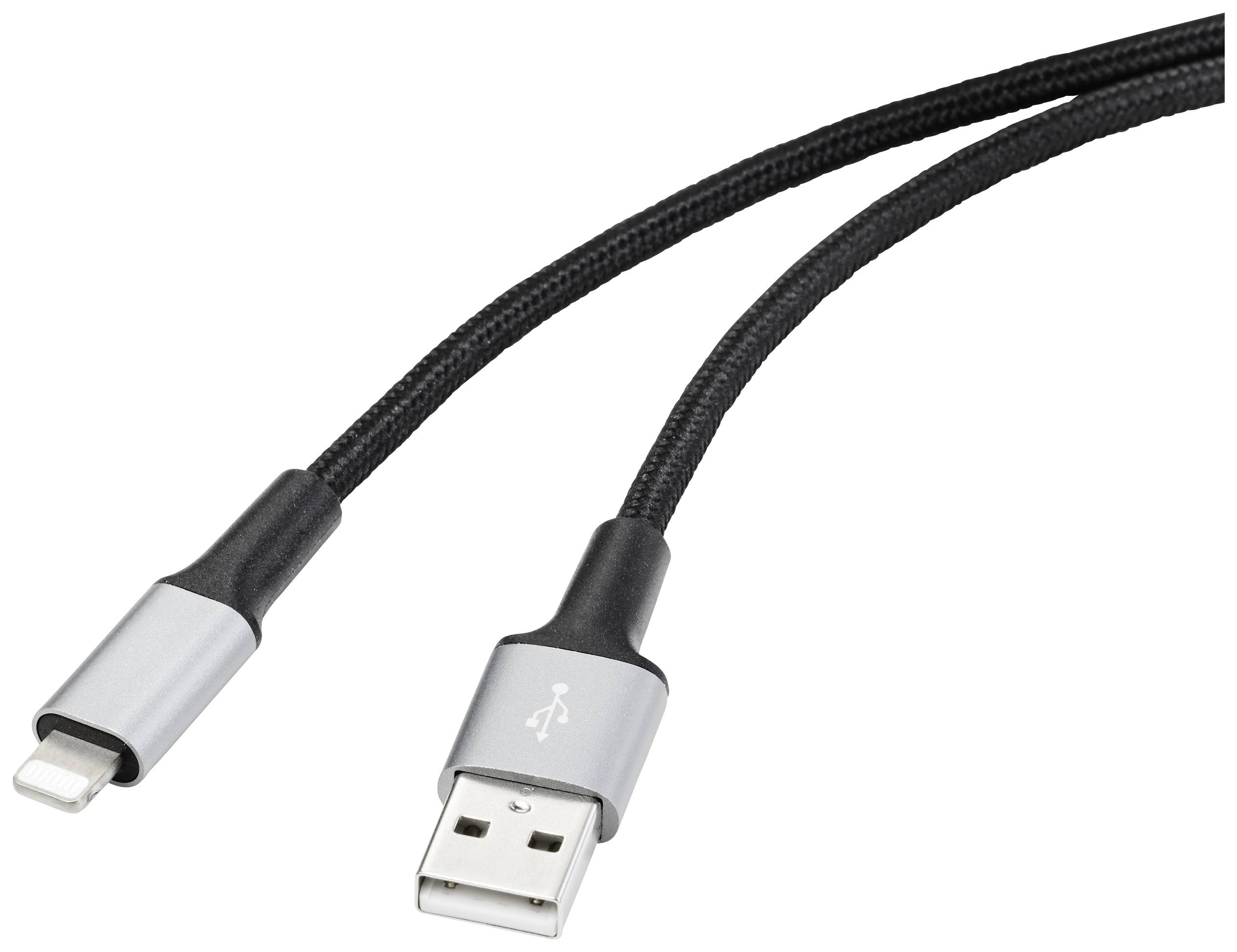 Renkforce USB-Kabel 1.00 m Schwarz Kabelmantel aus Recycling-Material, Extrem robuste Geflechtschirmung, Flexibel, extre-3