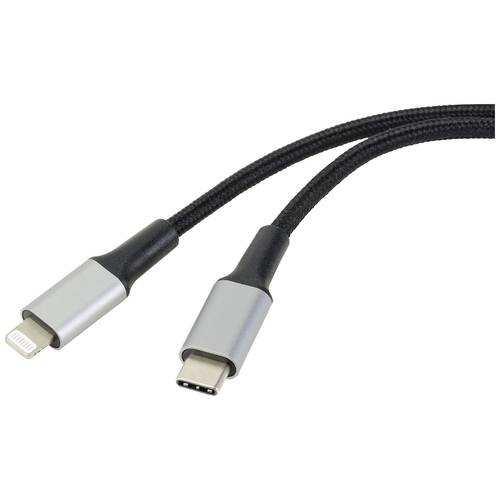 Thumbnail - Renkforce USB-Kabel USB 2.0 USB-C® Stecker, Apple Lightning Stecker 2.00 m Schwarz Kabelmantel aus Recycling-Material, E...