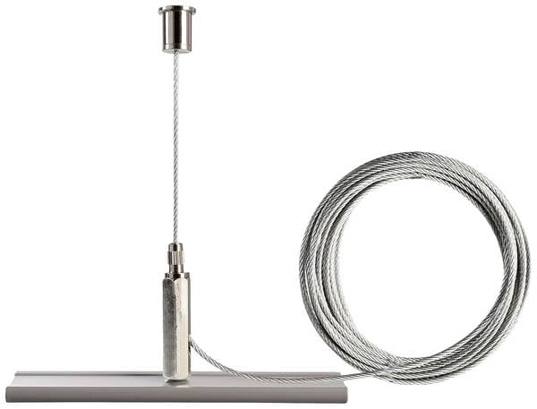 Deko Light 710095 D Line Seilabhängungshalter Mini mit 5,0m Abhängeseil Hochvolt-Schienensystem-Komponente  Stromschiene  3phasig Grau