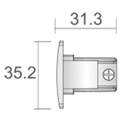 'Technische Zeichnung eines Metallzylinders mit Maßen: Breite 31,3 mm, Höhe 35,2 mm.'